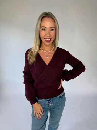 Wrapped Up In You Sweater - Dark Cherry