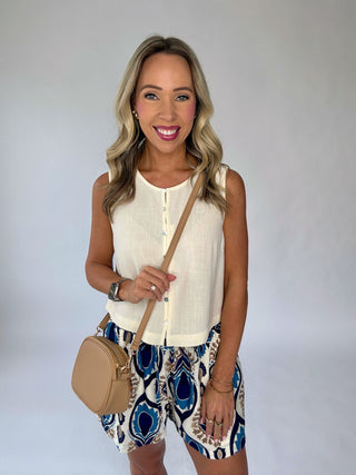 Poetic Charm Button Up Top - Ivory