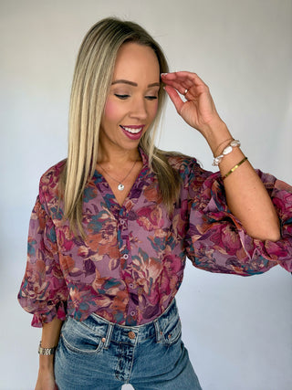 Love Me Softly Floral Top - Dusty Mauve Multi