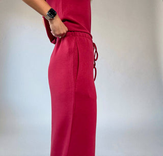 Laguna Lounge Wide Leg Pant - Garnet Red