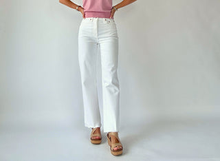 Pleaser High Rise Wide Ankle Jean - White
