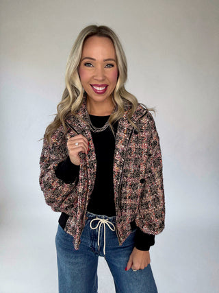 Twist of Fate Tweed Bomber Jacket
