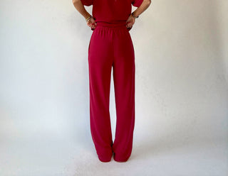 Laguna Lounge Wide Leg Pant - Garnet Red