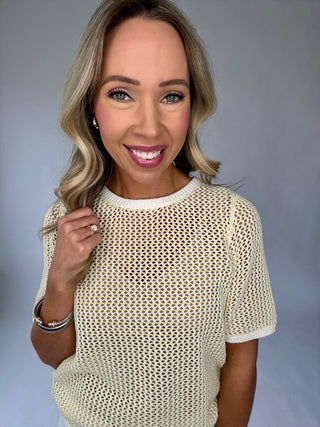 SANCTUARY Lemon Drop Open Knit Sweater Tee