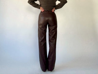 Adler Faux Leather Pants - Brown