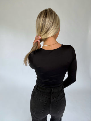 Second Skin Square Neckline Top - Black