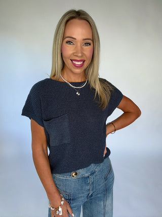 Fresh Outlook Knit Top - Dark Slate
