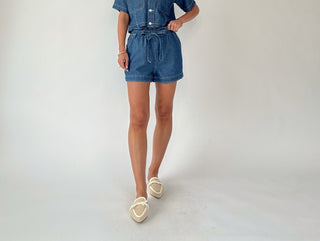 Catch The Vibe Denim Shorts - Dark Wash