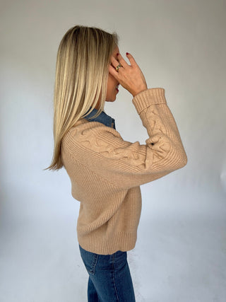 Work With Me Cable Knit Sweater - Taupe