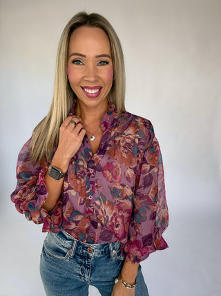 Love Me Softly Floral Top - Dusty Mauve Multi