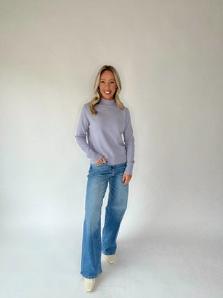 Misty Pewter Mock Neck Sweater