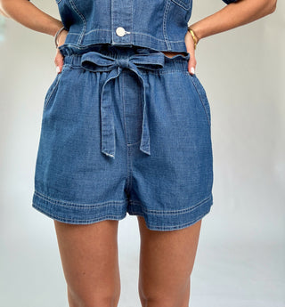 Catch The Vibe Denim Shorts - Dark Wash