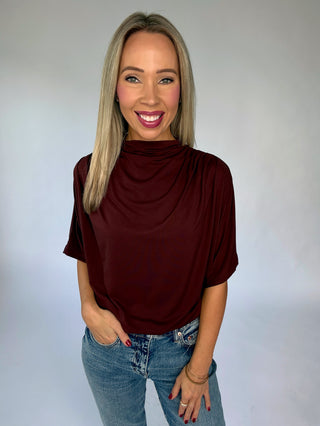 Darling Details Drape Top - Wine