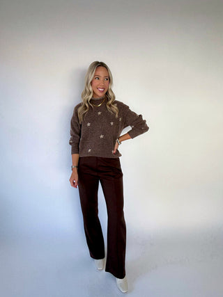 Ease & Elegance Front Seam Pant - Brown