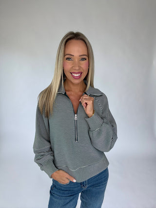 VARLEY Milano Half Zip Sweat 2.0 - Ponderosa Pine/Pristine