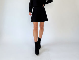 Set The Bar Knit Flare Skirt - Black