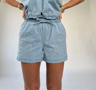 Just Add Sun Denim Shorts - Stone Wash Blue