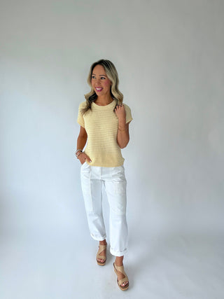 Couldn't Be Happier Knit Top - Light Yellow