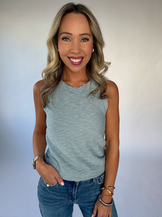 Basic Is Best Sleeveless Knit Top - Seafoam