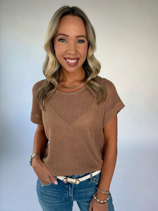 Soaking Up The Sunshine Knit Top - Tan