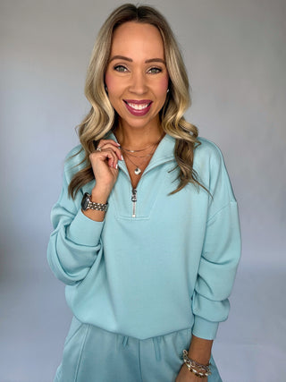 VARLEY Hawley Half Zip Sweat - Porcelain Blue