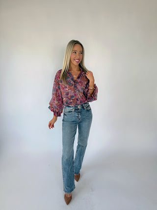 Love Me Softly Floral Top - Dusty Mauve Multi
