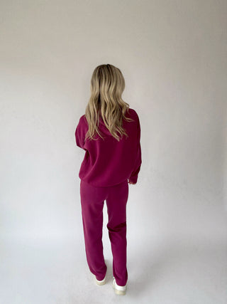 Satin Serenity Hooded Sweatshirt - Wine Berry