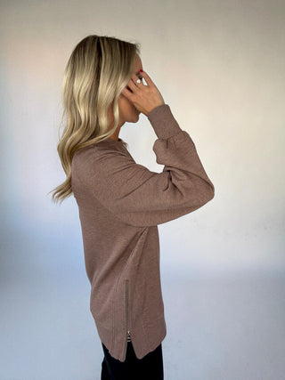 VARLEY Nicole Boyfriend Sweat - Deep Taupe Marl Fleck