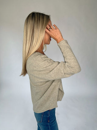 Let It Be Easy V-Neck Top - Taupe