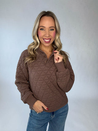 SANCTUARY Quilted Button Popover - Morel