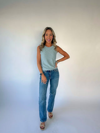 Basic Is Best Sleeveless Knit Top - Seafoam