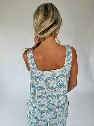 Vacation Vibes Top - Blue/White