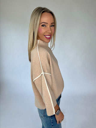 Goes Without Saying Mock Neck Top - Sand