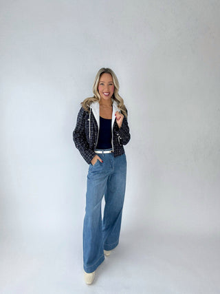 The Metro Mix Hooded Blazer - Navy