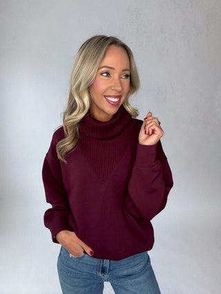 Turtle Neck Pullover - Dark Cherry