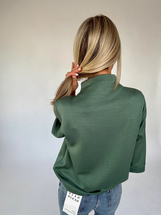 Easy Choice Mock Neck Top - Slate Green