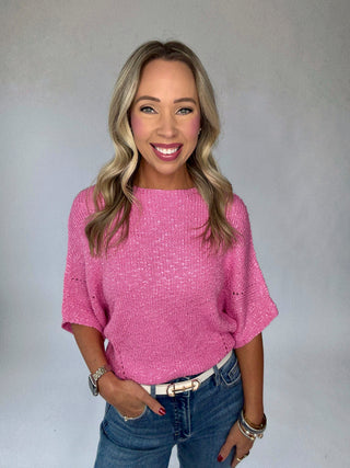 Flirty & Fun Knit Top - Sweet Pink