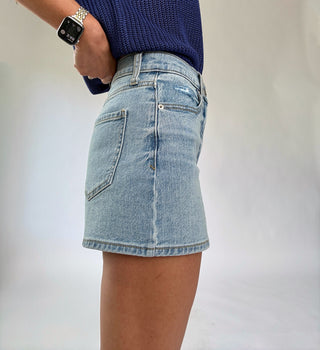 Troublemaker High Rise Denim Shorts - Vintage Wash