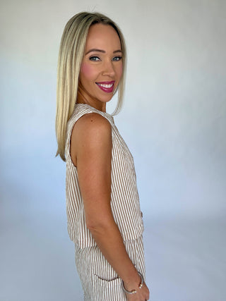 Perfectly Aligned Striped Tank - Mocha