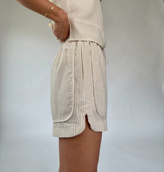 Met Your Match Striped Shorts - Natural Stripe