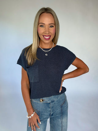 Fresh Outlook Knit Top - Dark Slate