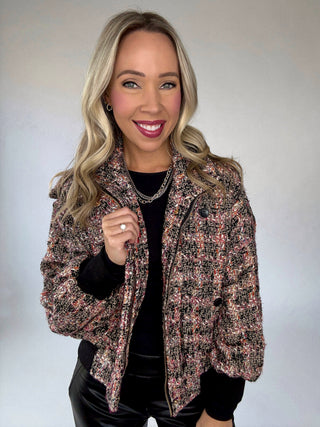Twist of Fate Tweed Bomber Jacket