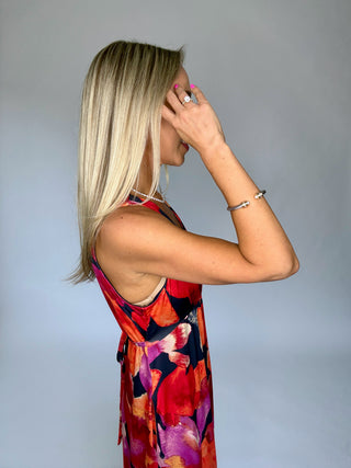 Indigo Bloom Midi Dress - Navy Floral