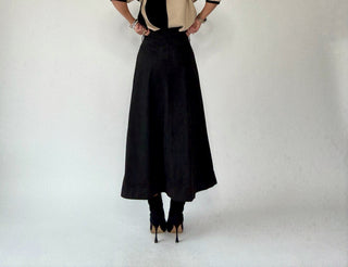 The Belted Statement Suede Skirt - Black