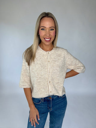 Farmer's Market Mornings Short Sleeve Cardigan - Oatmeal