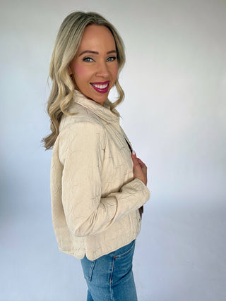 Flattering Features Quilted Cropped Jacket - Natural