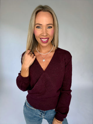 Wrapped Up In You Sweater - Dark Cherry