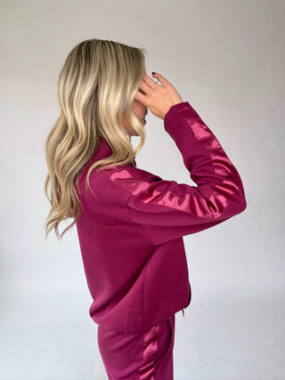 Satin Serenity Hooded Sweatshirt - Wine Berry