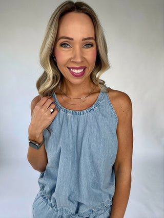 Just Add Sun Denim Tank - Stone Wash Blue