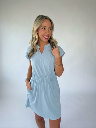 Breath of Fresh Air Mini Dress - Utility Blue